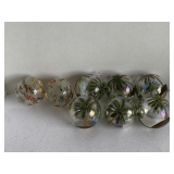 8 UNIQUE HAND PAINTED GLASS ORNAMENTS (CONTAINER NOT INCLUDED)