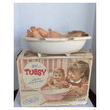 VINTAGE IDEAL TUBSY DOLL & TUB W/ ORIGINAL BOX (SOME DAMAGE ON TUB)