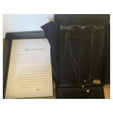 14KT GOLD DIAMONIQUE MICRO CORD NECKLACE 3 ROW INVISIBLE ILLUSION FLOATING 3 ROW PENDANT IN ORIGINAL BOX 16", 17", 18"