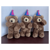 3 SMALL VINTAGE GANZ HAPPY BIRTHDAY BEARS 7 3/4" TALL