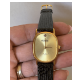 NEW/VINTAGE DUFONTE LUCIEN PICCARD WATCH WITH LEATHER BAND AND GENUINE DIAMOND IN ORIGINAL BOX