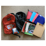 SHELF LOT TO INCLUDE 2 BOOKBAGS (ONE NIKE), NEW COLEMAN SMALL CHILDS RAINCOAT & MORE