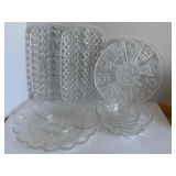 ASSORTMENT OF VINTAGE CLEAR GLASS SERVING PIECES
