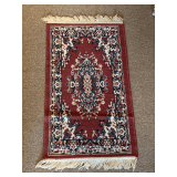 WINE & CREAM ACCENT RUG W/ FRINGE 23X42