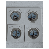 4 PROOF COLORIZED STATE QUARTERS (2000 MASSACHUSETTS LIGHTHOUSE, 2000 NEW YORK LIGHTHOUSE, 2001 NEW YORK LIGHTHOUSE, 2000 MARYLAND LIGHTHOUSE)