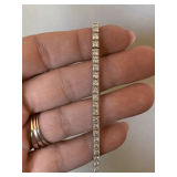 VINTAGE STERLING TENNIS BRACELET WITH CZ STONES 7"