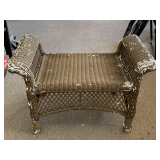 BROWN WICKER SMALL BENCH 29" WIDE X 17" DEEP X 18" TALL