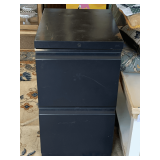 BLACK METAL 2 DRAWER FILE CABINET ON WHEELS 15" WIDE X 20" DEEP X 28" TALL