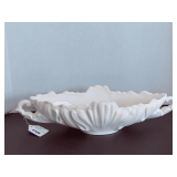 VINTAGE JEANNETTE EXTRA LARGE SHELL PINK MILK GLASS GONDOLA FRUIT BOWL 17 1/2" LONG