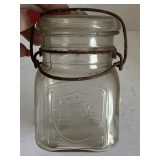ANTIQUE ACME BALL MASON JAR W/ LID 4 3/4" TALL