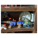 SHELF LOT OF ASSORTED NERF GUNS & MORE