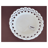 VINTAGE ATTERBURY WHITE MILK GLASS "T" BORDER BOWL 8" ROUND