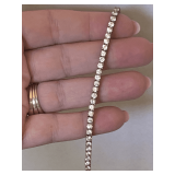 VINTAGE STERLING TENNIS BRACELET WITH CZ STONE 7"