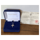 VINTAGE CAMROSE & KROSS KENNEDY CROSS SILVER PLATED WITH CRYSTALS IN ORIGINAL BOX WITH COA 18"