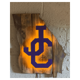 HANDMADE LIGHT UP WOOD GEORGIA WALL ART WITH JC (JONES COUNTY) 13 X 16