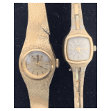 VINTAGE GOLD TONE LADIES BULOVA WATCH & VINTAGE GOLD TONE LADIES HELBROS WATCH