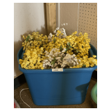 TOTE FULL OF YELLOW LIFELIKE ARTIFICIAL FLOWERS (TOTE INCLUDED)