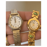 VIVANI LADIES GOLDTONE WATCH WITH ABALONE & SILVERTONE WATCH (WORKS)