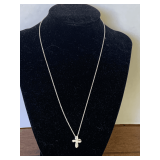 VINTAGE SILVER CHAIN WITH STERLING PENDANT WITH CZ STONES 16"