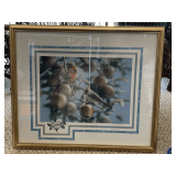 "CARDINALS" FRAMED/MATTED PRINT DOUBLE SIGNED BY ARTIST BRADLEY JACKSON 24 1/2" X 20 3/4"