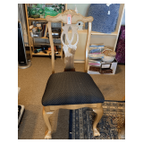 NICE HEAVY SOLID OAK DINING CHAIR WITH UPHOLSTERED SEAT & SHIELD BACK