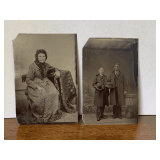 TWO 2 1/4 X 3 1/2 ANTIQUE METAL PHOTOS