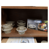 NEW IN BOX SET 2 STUDIO NOVA 5" CLEAR BOWLS & 7 LANCASTER COLONY CLEAR GLASS CANDLEHOLDERS