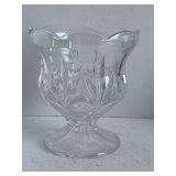 VINTAGE VERY HEAVY CRYSTAL COMPOTE 8" TALL X 7" ROUND