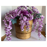BASKET FULL OF LAVENDER SILK FLOWERS