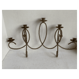 BRASS METAL WALL CANDLE SCONCE 22" LONG