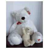 EXTRA LARGE VINTAGE RUSS STUFFED WHITE TEDDY BEAR 31" TALL & SMALL VINTAGE APPLAUS BEAR 12" TALL