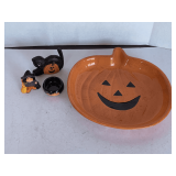 HALLOWEEN PUMPKIN DISH 11" ROUND & MORE