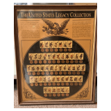 FRAMED STAMP & PENNY COLLECTION 17X22