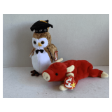 2 TY BEANIE BABIES - 2000 "WISEST" & 1995 "SNORT"