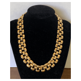 VINTAGE GOLDTONE WIDE COLLAR NECKLACE 15"