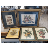 4 NICELY FRAMED PRINTS & 1 CROSS STITCH FRAMED PRINT