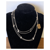 NEW LONG STERLING CHAIN WITH DIAMONIQUE ACCENTS 47" LONG