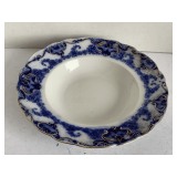 ANTIQUE FLOW BLUE SOUP BOWL 9" ROUND
