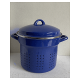 VINTAGE LARGE ENAMEL ON STEEL STEAMER/COLANDER/STRAINER