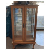 WOOD LIGHTED CURIO CABINET 23 1/2" WIDE X 42 3/4" TALL X 12" DEEP