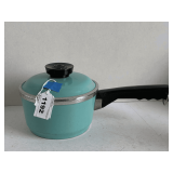 VINTAGE CLUB ALUMINUM AQUA SMALL SAUCEPAN W/ LID