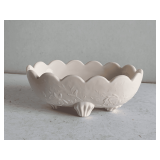VINTAGE SHELL PINK MILK GLASS SMALL FOOTED OVAL DISH 5 3/4" LONG