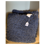 2 BLUE SHAG THROW PILLOWS 18" SQUARE