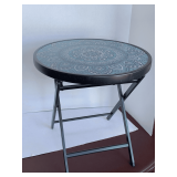 SMALL 18" ROUND FOLDING GLASS TOP SIDE TABLE 18" TALL