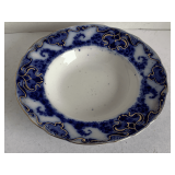 ANTIQUE FLOW BLUE SOUP BOWL 9" ROUND