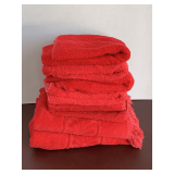 RED TOWEL SET TO INCLUDE 2 BATH TOWELS, 5 HAND TOWELS & 2 WASH CLOTHS