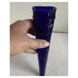 VINTAGE COBALT GLASS WALL POCKET 8 1/2" LONG