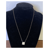 VINTAGE STERLING SILVER CHAIN WITH STERLING PENDANT WITH CZ 16"