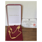 NEW/VINTAGE CAMROSE & KROSS LONG GOLD TONE DOUBLE CHAIN NECKLACE WITH COA IN ORIGINAL BOX 25" LONG