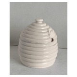 VINTAGE SHELL PINK MILK GLASS HONEY POT W/ LID 4" TALL